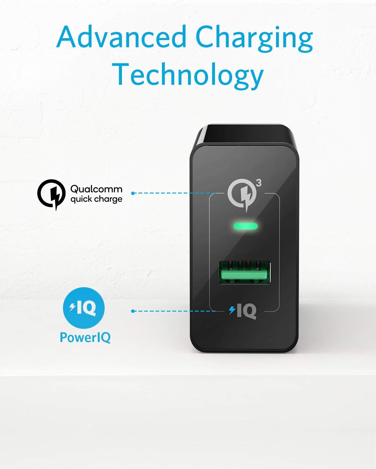 Quick Charge 3.0, Anker 18W Wall Charger (Quick Charge 2.0 Compatible) Powerport+ 1 for Wireless Charger, Galaxy S10e/S10/S9, Note 9/8, LG G7, iPhone and More (USB-A to USB-C Cable Included) Quick Charge 3.0, Anker 18W Wall Charger (Quick Charge 2.0 Compatible) Powerport+ 1 for Wireless Charger, Galaxy S10e/S10/S9, Note 9/8, LG G7, iPhone and More (USB-A to USB-C Cable Included)